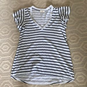 Black and white striped v neck
